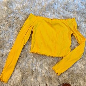 Yellow Off The Shoulder Long Sleeved Shirt